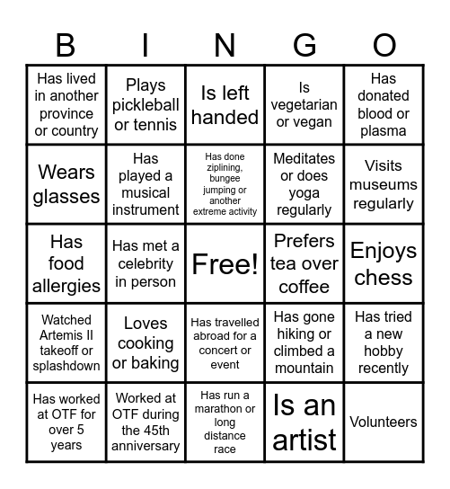 OTF Bingo May 2026 Bingo Card