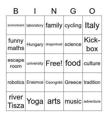 Erasmus 2026 Bingo Card