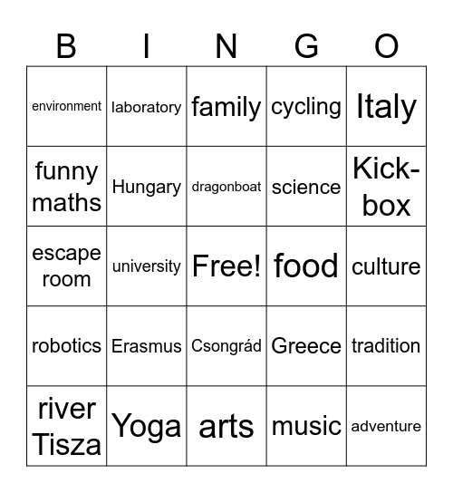Erasmus 2026 Bingo Card