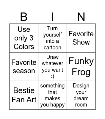 Art Bingo! :) Bingo Card