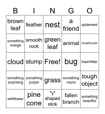 Camp Wild Rose Scavenger Hunt Bingo Card