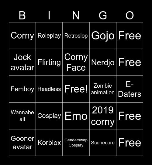 Roblox Bingo Card