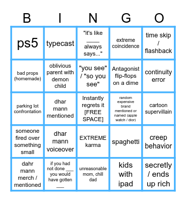Dhar Mann Bingo v4 Bingo Card
