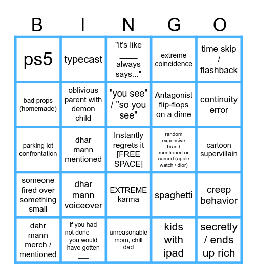 Dhar Mann Bingo v4 Bingo Card