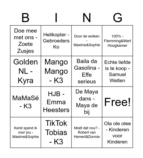 Noortjes Bingo Card