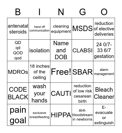 Regulatory Bingo Card