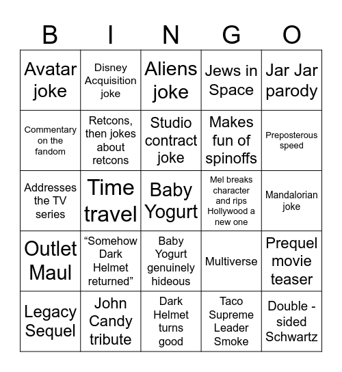 Spaceballs: The Bingo Card Bingo Card