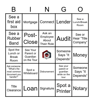 Mortgage Connect Bingo Card