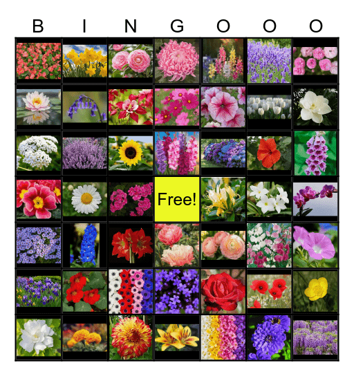 FLOWERS Bingo Card