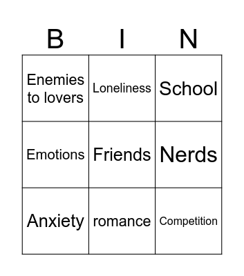 Tropes Bingo Card