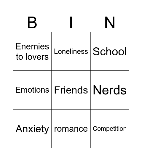Tropes Bingo Card