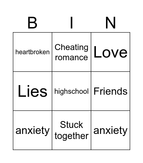 Tropes bingo Card