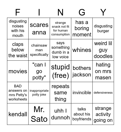 Finn Bingo Card