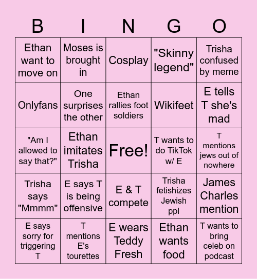 Frenemies Bingo Card