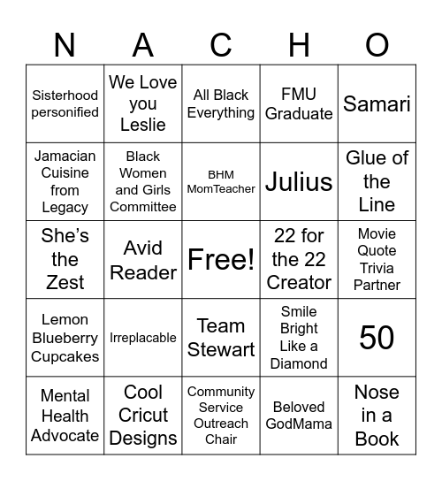 NACHO Average BINGO Card