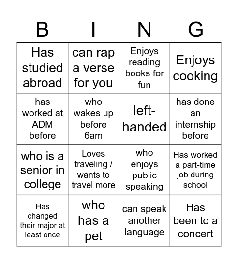 Untitled Bingo Card