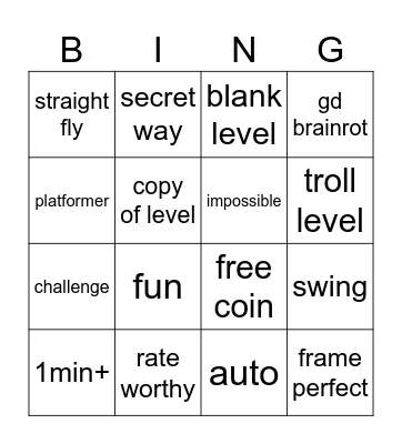 titled bingo board Bingo Card