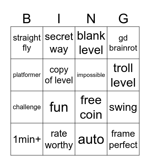 titled bingo board Bingo Card