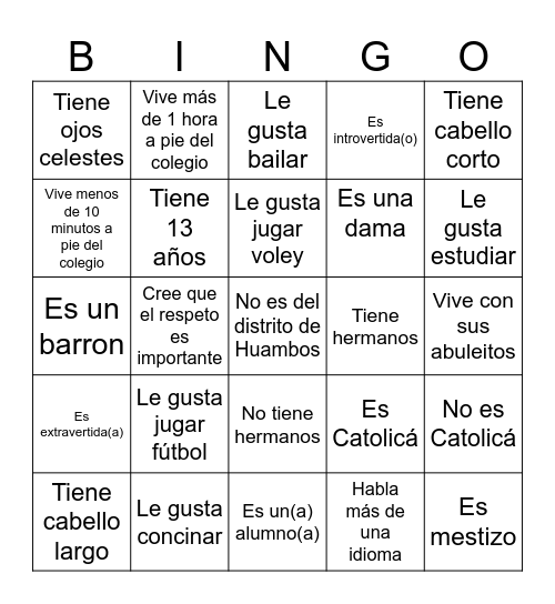 La identidad de mi aula Bingo Card