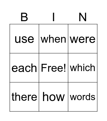 NK Bingo Card