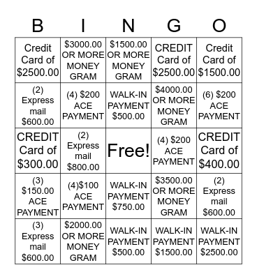 BINGO COLLECTION SHUFFLE  Bingo Card