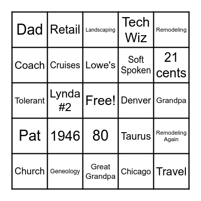 Garold Birthday Bingo Card