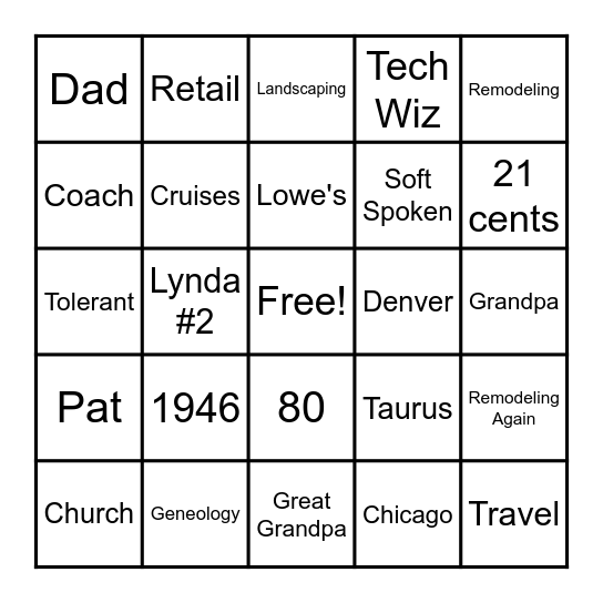 Garold Birthday Bingo Card