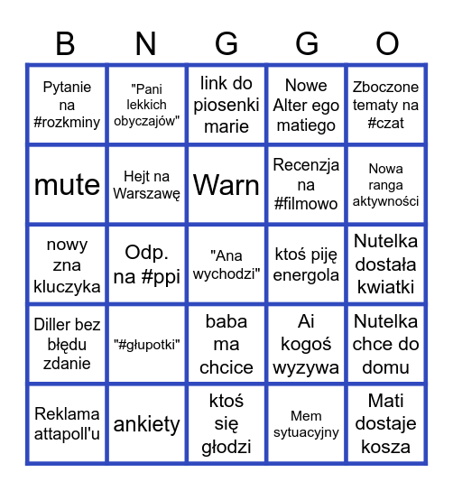 Weekend bingo Card