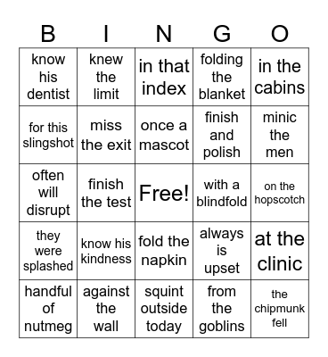 Fundations Bingo Card