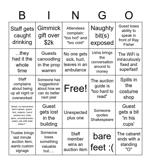 Factory Gala Bingo! Bingo Card