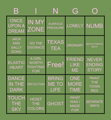 MUSIC BINGO Card