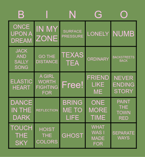 MUSIC BINGO Card