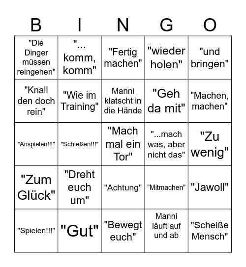 Manni Bingo Card