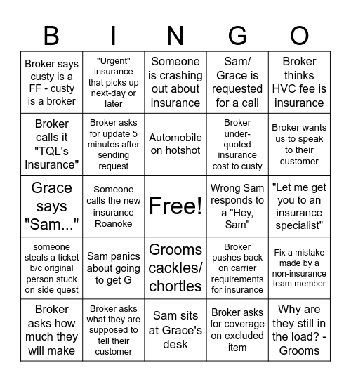 EAG Rollout Bingo Card