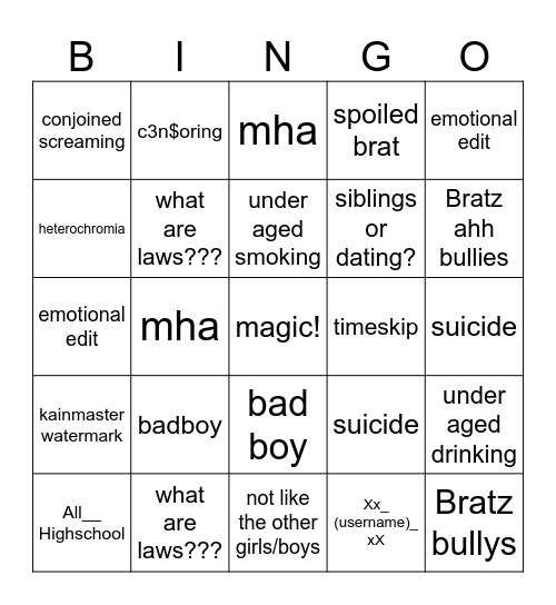 glm Bingo Card