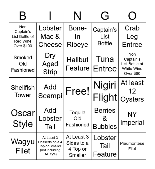 OP Bingo Card