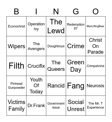 924 Gilman Street Bingo Card