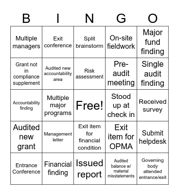 ACFR Bingo Card