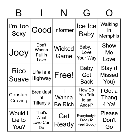 OHW 1990s (Pt1) Bingo Card