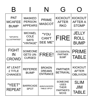 WRESTLEMANIA NIGHT 1 Bingo Card