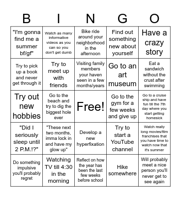Summer Bingo Card