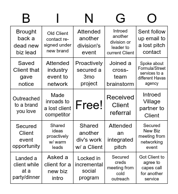 New Biz Bingo Card