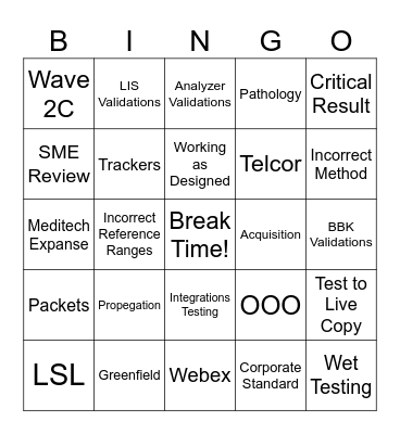 LIS Validation Lab Week Bingo 2026 Bingo Card
