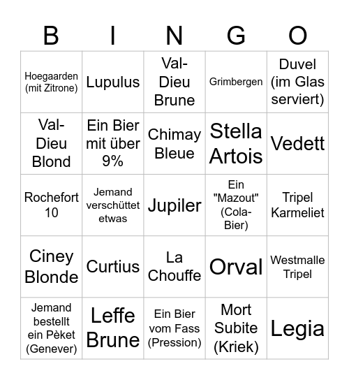 Lütticher Bier-Bingo Card
