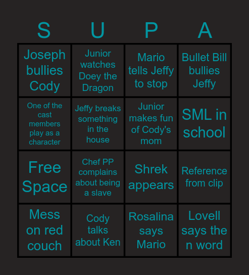 SML Bingo Card