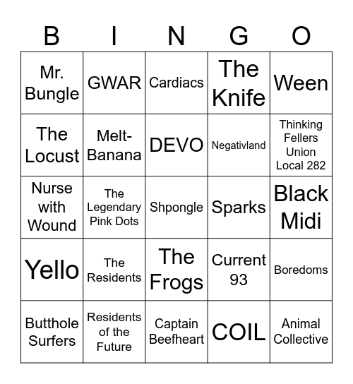 Weird AF Bingo Card