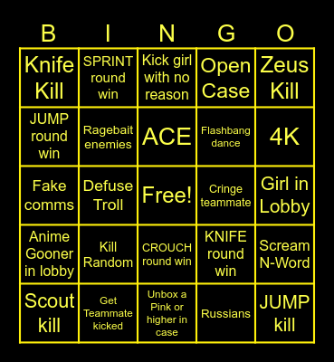 Cs2 Trolling Bingo Card