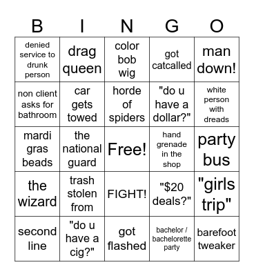 Frenchmen St Bingo Card