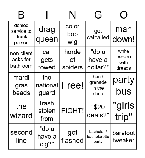 Frenchmen St Bingo Card