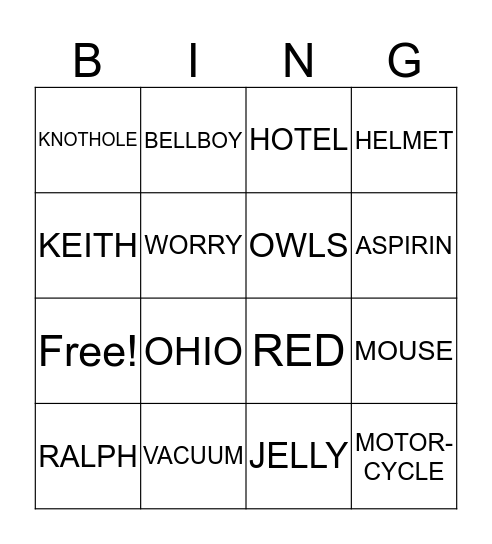 Mouse and the Motorcycle Bingo Card